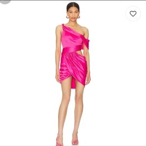 NBD Hot Pink Off-Shoulder Cut-Out Dress